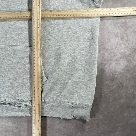 90’s Champion Thrashed Grey White Cozy Distressed Pullover Hoodie - Picture 4 of 7